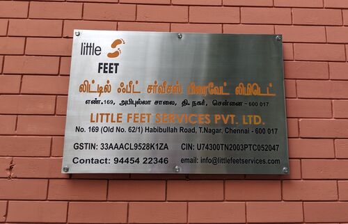 Little Feet Services Pvt Ltd nameboard at the registered office